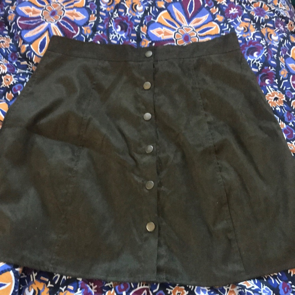 Green button up skirt